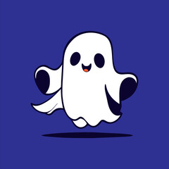 Cute funny happy ghost. Baby creepy boo characters for kids. Magic scary spirit Isolated trendy vector illustration for Halloween