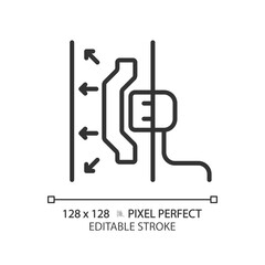 2D pixel perfect editable soundproof material black icon, isolated vector, soundproofing thin line illustration.