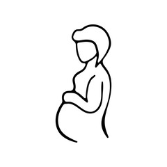 Pregnancy line icon. Exercises for future mothers, psychological preparation, childbirth. Vector black line icon on white background for Business