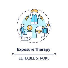 2D editable exposure therapy thin line icon concept, isolated vector, multicolor illustration representing behavioral therapy.