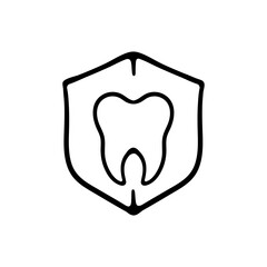 Dentistry line icon. Tooth, medicine, dentist, caries, gum, hospital, jaw, pain. Vector black line icon on white background for Business