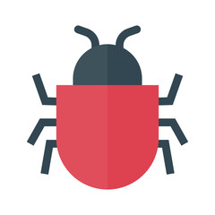 Red insect icon. Bug. Vector.