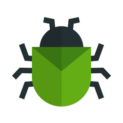 Flat design beetle icon. Insect icon. Computer bug. Vector.