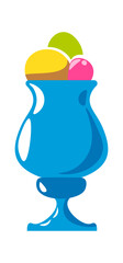 Frozen dessert in cup, scoops of ice cream vector