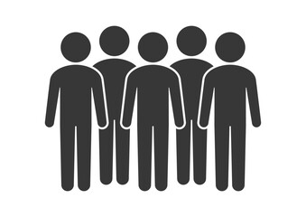立っている5人の人のアイコン･ピクトグラム - グループ･チームワークのイメージ素材
