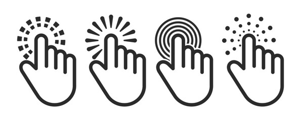 Touch Screen Icon,Hand and Finger Tap Screen 