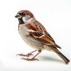 Sparrow in white background, AI generated Image