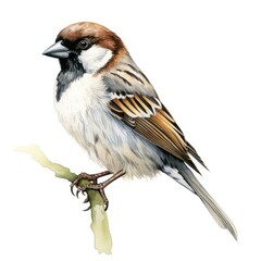Naklejka premium Sparrow in white background, AI generated Image