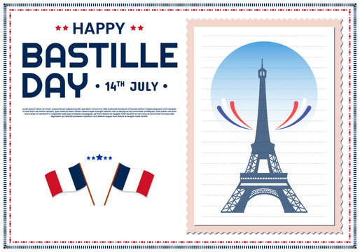 Poster Template Happy Bastille Day with Abstract Elegant
