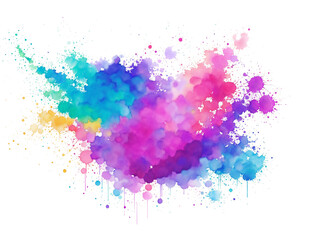 Abstract watercolor splashes in various colors with blots and stains