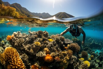 Snorkeler Exploring A Vibrant Coral Reef, Generative A