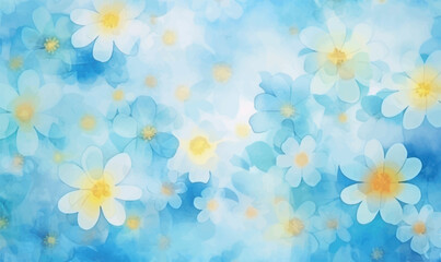 Fototapeta na wymiar abstract watercolor floral background, blue and yellow
