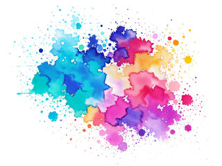 Abstract Colorful Isolated Bright drawn watercolor splash and stains