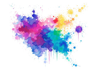Colorful Isolated Bright drawn watercolor splash and stains