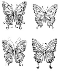 Coloring Page Butterfly - Vector Format