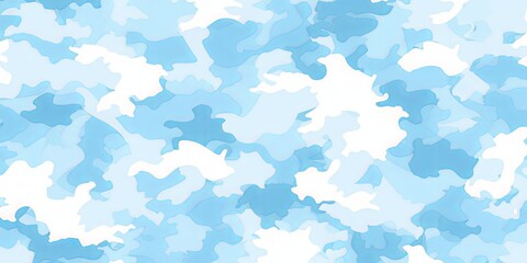 Seamless rough light pastel blue and white camouflage fabric pattern. Cute contemporary abstract playful paintball camo background texture. Boy's clothing, baby shower, nursery wallpaper,Generative AI