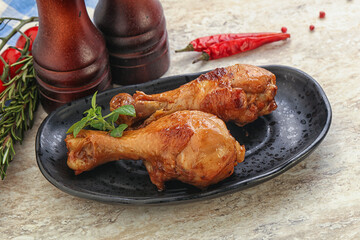 Roasted chicken legs with spicy sauce
