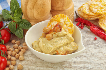 Natural organic chickpea hummus with olive oil