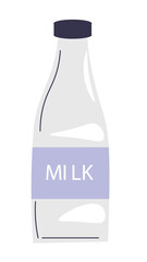 Milk in bottle, farm organic products and meal