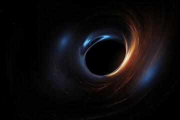 A mesmerizing black hole illuminated by vibrant blue and orange lights