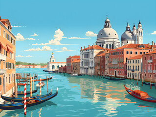 Venice scenery Italy beautiful, presentation pictures, Illustration, Generative AI