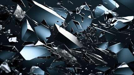 Black Colored Shuttered Broken Glass Background Generative AI