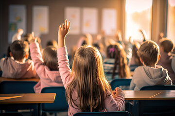 Active Learning in Elementary School Engaged Students and Teacher in Classroom Interaction. created with Generative AI
