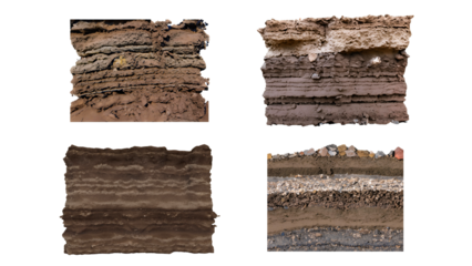Soil layer cross section found rock, Form of soil layers, its colour and textures, Texture layers of earth surface for background