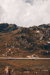 landscapes high in the mountains, mountain peaks, fog, meadow, sun in the mountains, alpine trails, mountain walk