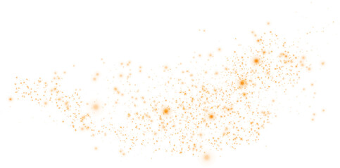 Glow light effect. Golden glitter and bokeh on transparent backdrop. Luxury particles with stardust. Magic Christmas composition. Special shine for poster or advertising. PNG.