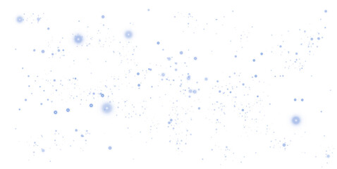 Glow light effect. Blue glitter and bokeh on transparent backdrop. Luxury particles with stardust. Magic Christmas composition. Special shine for poster or advertising. PNG.