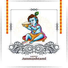 Happy janmashtami festival decorative background design