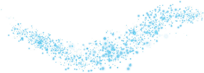 Glow light effect. Blue glitter and bokeh on transparent backdrop. Luxury particles with stardust. Magic Christmas composition. Special shine for poster or advertising. PNG.