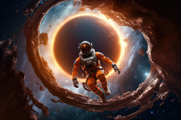 An Astronaut in space in unreal world