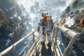 Fototapeta premium An Astronaut in space in unreal world