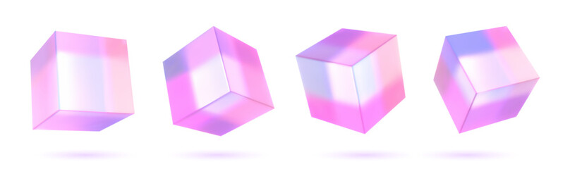 Vector set glass cube. - 637789361