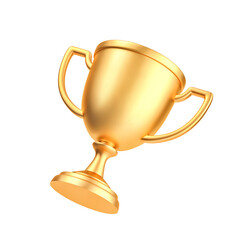 Golden champion cup isolated on white backgroung. Clipping path included