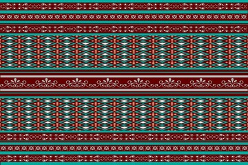 Decorative fabric pattern, red background.
