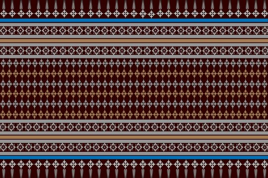 Naklejki Ethnic fabric patterns with decorative colors, dark red background.