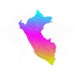 Peru map in colorful halftone gradients. Future geometric patterns of lines abstract on white background. Vector illustration EPS10