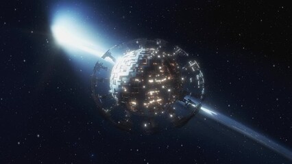 Dyson sphere. A super-civilization built a sphere around a star. - Powered by Adobe
