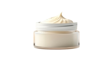 Cosmetic cream jar white mockup isolated on transparent background. Generative Ai