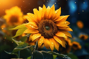 one sunflower close up