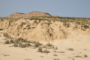 Fototapeta na wymiar vista de paisaje semi- desierto en las Bardenas Reales
