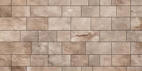 Seamless vintage cottagecore brown sandstone marble tiles background texture. Tileable shabby chic natural stone wall, floor, wallpaper pattern or flatlay backdrop. High resolution 3D, Generative AI