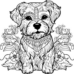 Coloring Page Dog - Vector Format