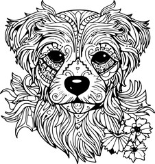 Coloring Page Dog - Vector Format
