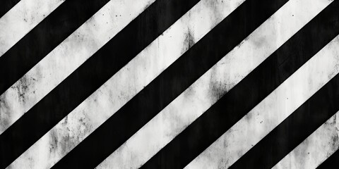 Seamless painted diagonal stripes, a black and white artistic acrylic paint texture background. Creative monochrome hand drawn grunge warning stripe tileable surface pattern design. 3D, Generative AI