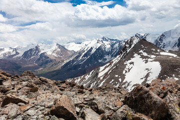 Magnificent 4 thousandth peaks of Kazakhstan. Among them is Ozerny Peak. Height 4130 meters