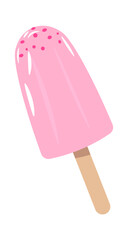 Pink chocolate ice cream frozen dessert on stick